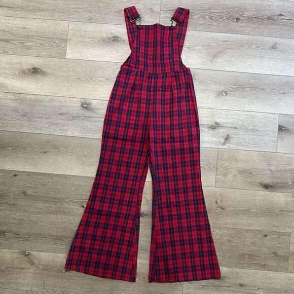 Cider Plaid Overall Red Navy Size XS - Picture 2 of 8